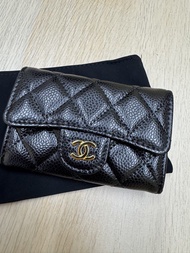 Chanel 黑色荔枝紋銀包 卡包 Classic Cardholder Chanel Wallet