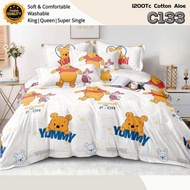 BEE 1200Tc Cartoon Bedsheet 5in1 Cotton Bedsheet With Comforter Set Fitted Bedsheet Bedding Set King