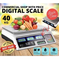 Penimbang Timbang 40kg Electronic Digital Price Computing Rechargeable Supermarket Counting Scale