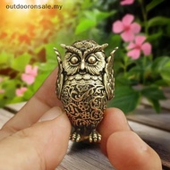 [Outdooronsale] 1Pcs Bookshelf Decoration Vintage Brass Owl Statue Ear Covering Animal Sculpture Des