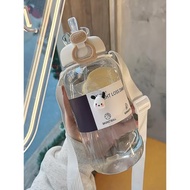 日本ZGP水杯女生高顏值大容量塑料吸管杯帶刻度隨行杯耐高溫杯子