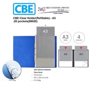 CBE Clear Holder for A3 Papers 4 Holes O-Ring Files PP (Refillable) 89020
