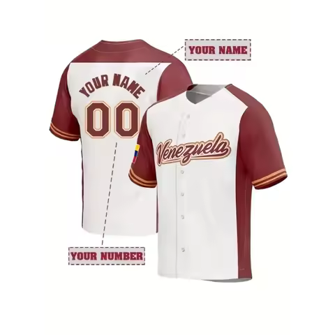 Customizable Venezuela Baseball Jersey-Unique Personalized Name and Number Embroidery Comfortable Sh