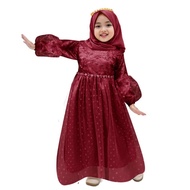 Latest burgundy meliana girls' gamis 2-11 years mahogany children's gamis/ Muslim girls' clothing/ M