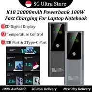 K18 100W Laptop Power Bank Fast Charging 20000mah Portable Charger with Smart Digital Display Powerb