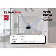 KDK T60AW, 150CM , GREY，9 SPEED REMOTE CONTROLLER， 1 YEAR WARRANTY