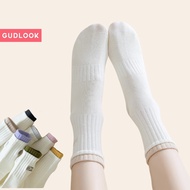 Set 5 Đôi Tất Vớ Nữ Cotton Cao Cổ GUDLOOK Tất Phối Viền Màu In Chữ Tất Thoáng Khí Thấm Hút Mồ Hôi