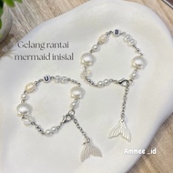 Mermaid initial chain bracelet / Initial combination bead chain bracelet premium chain bracelet