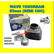 EX5 DREAM RACING BLOCK SET 53 MM SEMI CNC PISTON ESPADA WAVE100 BLOK KITS 53 MM WAVE 100 RACING BLOC