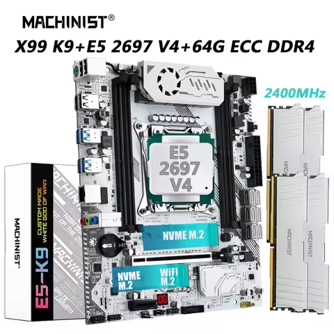 MACHINIST K9 X99 Motherboard Combo LGA 2011-3 E5 2697 V4 kit Xeon CPU DDR4 64GB RAM 2400MHz Memory N