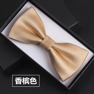 【Ready】🌈 Bow tie men's formal wear groom best man wedding dress champagne light gold beige bow tie