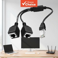 RJ45 1 to 2 Port LAN Ethernet Splitter Adapter, Suitable for Cat5, Cat5e, Cat6, Cat7 Networks