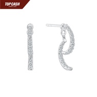 Top Cash Jewellery 10K Lab Grown Double Crescent Diamond Stud Earrings