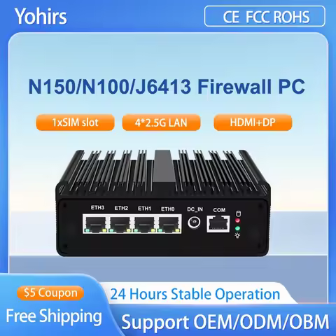 Intel N150 Firewall Router Mini PC N5100 N6210 J6412 4x i226-V 2.5G Fanless Micro Home Server Comput