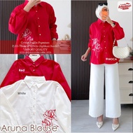 MERAH Arina Blouse red and white