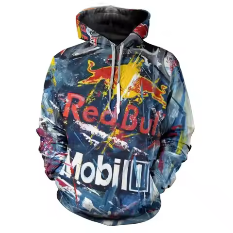2025 New Red Bull Hoodie Fashion Red Bull 3D Printed Men's Pullover Outdoor Sportswear Racing Hoodie
