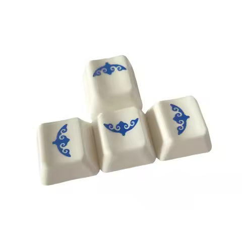Glazed Blue and White Porcelain Ceramic Keycap DIY Custom Keycaps for Mechanical Keyboard Caps WASD 