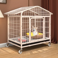 Dog Cage Pet Dog Cat Metal Cage Bold Square Tube Mobile Dog Cage Medium and Large Iron Cage