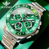 PLAYBOY/OUPINKE ของแท้นาฬิกาผู้ชาย 2025 ใหม่กันน้ำกีฬา Sun และ Moon Phase นาฬิกากลไกส่องสว่างสแตนเลส