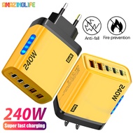 240W 5 in 1 GaN Desktop Charger Fast Charging Adapter 10A USB To TypeC Cable 3PD 2USB Charger for Ph