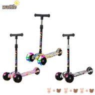 WATTLE Children Scooter, Adjustable Height Widened Pedals Kids Scooter, High Quality Balance Bike Foldable with Flash Wheels Folding Foot Scooters for 3-12 Year Kids