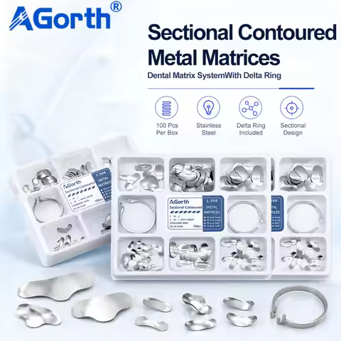 100Pcs/Box Dental Matrix Sectional Contoured Metal Matrices Band 1.398 35um Hard Resin Filling Denti