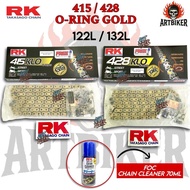 [RK GOLD ORING CHAIN] Rantai Motor 415/428 (KLO) 122L/132L Warna Emas RK