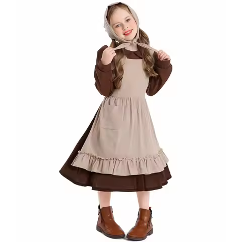 Children's Day Cinderella Maid Costume Stage Play Show Pastoral Farm Maid Civilian Poor Clothes Anim