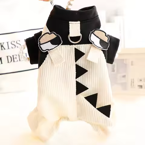Dog Clothes Spring Outfit Cute Blake Dinosaur Four-Legged Harness Pants Set Small Dog Teddy Pet