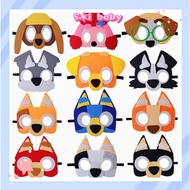 🎀SI★Baby🎀Complete set of 12/ Bluey Theme Felt Mask Party Gift Puppy Animal Cartoon Cosplay Costume M