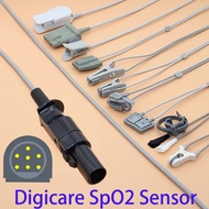 Compatible 7p Digicare Spo2 sensor cable for/pediatric/child/Neonate/veterinary,3m Finger/Ear spo2 p