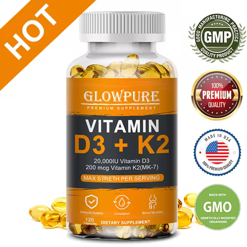 D3 K2 Vitamins Capsule for Bones, Joint, Calcium Absorption, Cardiovascular, Immune System Daily Hea