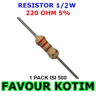 220R 220 R OHM RESISTOR 1/ 2 WATT 0.5W 5 PERCENT 1 PACK CONTAINS 500 FVKOTIM