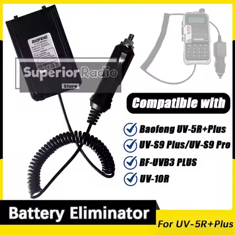 Baofeng UV-S9 Plus Battery Eliminator Original UV-5R+Plus Walkie Talkie Car Charger For BF-UVB3 PLUS