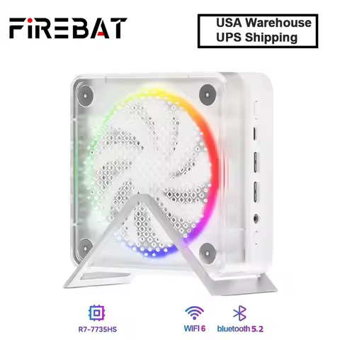 FIREBAT MINIPC AMD R7-7735HS 6600H Mini Pc Colorful Gamer 16GB 512GB DDR5 RJ45 Desktop Gaming Comput