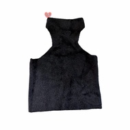 Black fur halter top