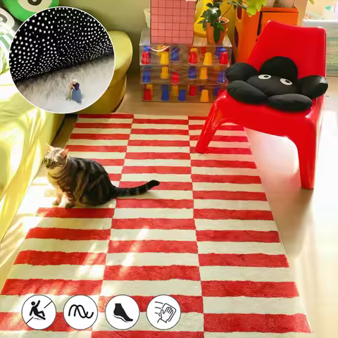 Modern Colorful Striped Faux Cashmere Carpet Bedroom Decoration Bedside Carpet Living Room Area Rug 