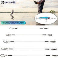 QUENNA 10Pcs Fishing Rod 20LB-50LB Fluorocarbon Wire Leader Line with Swivel and Snaps Connect Fishi