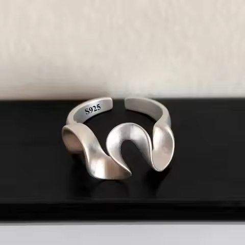 925 Sterling Silver Rings for Women Vintage Matte Frosted Lace Irregular Finger Rings Y2K Couple Rin