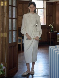 Eve 圓領鏤空玫瑰刺繡蕾絲連身裙