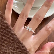 Ring J54 Letter Sliding Pull 88H Hong Kong Style Diamond Simple Interlocking Hip Hop Sterling Silver