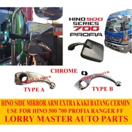 CHROME SIDE MIRROR ARM,MIRROR COVER CHROME EXTRA KAKI FOR HINO 500 700 PROFIA RANGER FF GF