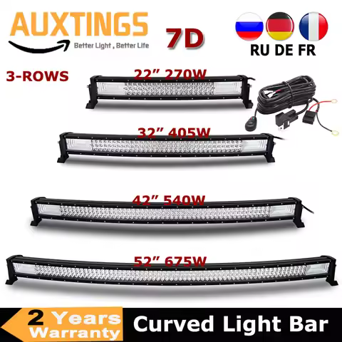 3-Row 22" 32" 42" 52" Curved LED Light Bar Offroad Led Bar Combo Beam Led Work Light Bar 12v 24v For