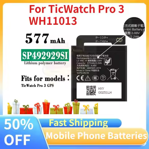 High-Quality SP492929SI 577mAh 3.88V Battery for TicWatch Pro 3 Battery GPS Wear OS Smartwatch WH110