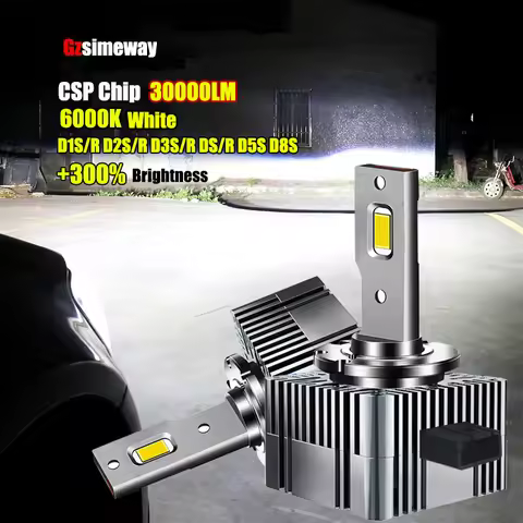 2PCS D1S D3S Plug And Play Car LED Headlight 30000LM 6000K HID D3R D1R D2S D2R D4R D4S D5S D8S Built
