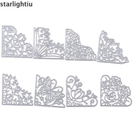 ONLYES 8Pcs Flowers Die Cuts, Lace Corner Corner Die Cuts, Embossing Template Metal 2 Inches Silver 