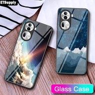Phone Case OPPO Reno 11 5G Back Cover Beautiful Gradient Sky Star Shiny Couple Tempered Glass Protective Cover for OPPO Reno 11 Pro 5G 11F Cases