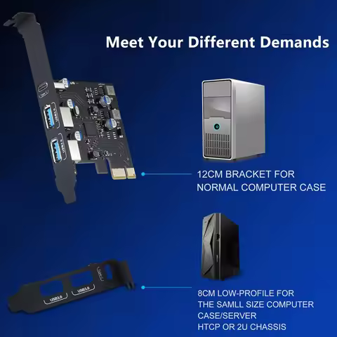 YOC-USB PCIE Card 18W Power Delivery, PCI Express 3 Port (Type C, 2 X Type A) Pcie USB 3.0 Fast Char