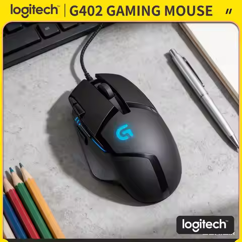 Logitech G402 Hyperion Fury Wired Mouse Fusion Engine Tech 500 IPS 8 Buttons 4 DPI Settings Anti-Sli