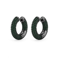 GUDUD | Men Black Green Silver Full Diamond Earrings